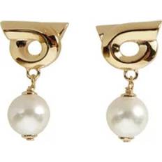 Ferragamo Women Jewelry Salvatore Ferragamo Women Gancini earrings with synthetic pearls Gold