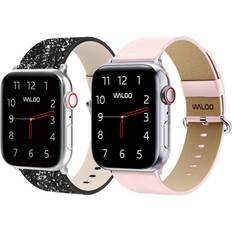 Waloo Bling and Leather Grain Bands for Apple Watch (2-Pack)