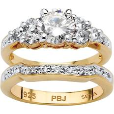 Eternity Rings - Women PalmBeach Bridal Ring Set - Gold/Transparent