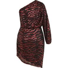 Red - Short Dresses City Chic Sequin Stripe Dress Plus Size - Ruby