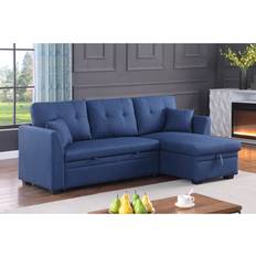 Ebern Designs Navaeh Blue Sofa 81.5" 3 Seater