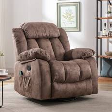 Brown - Footrest Armchairs Ebern Designs 35" Compact Rocker Recliner Brown Armchair 39.4"