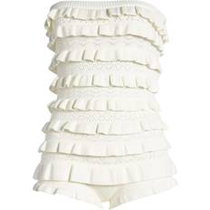 Edikted Robin Ruffle Knit Romper - Cream