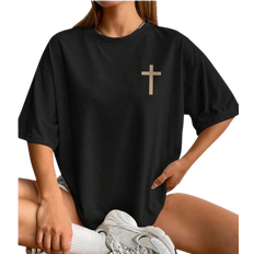 Shein EZwear Plus Size Drop Shoulder T-Shirt With Slogan Graphic FAITH OVER FEAR The Lord Is On My Side I Will Not Fear PSALMS 118