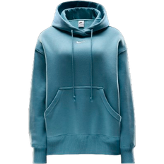 Nike Blau - Damen Oberteile Nike Women's Oversized Pullover Phoenix Fleece Hoodie - Denim Turquoise/Sail