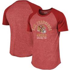 San Francisco 49ers T-shirts Majestic Threads Men's Scarlet San Francisco 49ers Super Bowl LVIII Tri-Blend Raglan T-Shirt