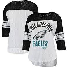 Philadelphia Eagles T-shirts G-III 4Her by Carl Banks Women's Sports White/Black Philadelphia Eagles First Team Three-Quarter Sleeve Mesh T-Shirt