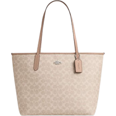 Coach City Tote Bag In Signature - Silver/Sand/Taupe