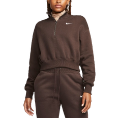 Nike Phoenix Fleece Women's 1/2 Zip Cropped Sweatshirt - Baroque Brown/Sail