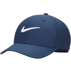 Blue - Men Headgear Nike Dri-FIT Club Structured Swoosh Cap - Midnight Navy/White