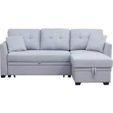 Ebern Designs Navaeh Light Gray Sofa 81.5" 3 Seater