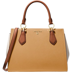 Michael Kors Marilyn Medium Color Block Saffiano Leather Satchel - Pale Peanut/Luggage