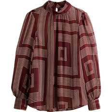 H&M Patterned Blouse - Dark Red/Cream