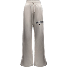 Nike Women's Sportswear Phoenix Fleece High-Waisted Wide-Leg Logo Pants - Light Orewood Brown