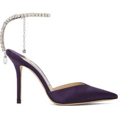 Jimmy Choo Saeda 100 Satin - Cassis/Crystal