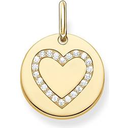 Thomas Sabo Love Bridge Heart Disc Pendant - Gold/White