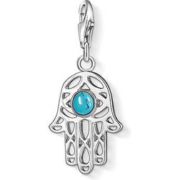 Thomas Sabo Charm Club Hand of Fatima Charm Pendant - Silver/Turquoise