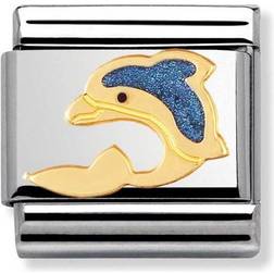 Nomination Composable Classic Link and Blue Dolphin Charm - Silver/Gold/Blue/Black