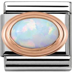 Nomination Composable Classic Link October Oval Birthstone Charm - Silver/Rose Gold/Opal
