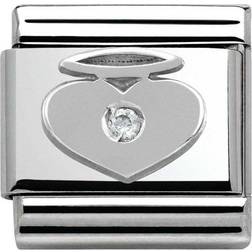 Nomination Composable Classic Angel Heart Link Charm - Silver/White