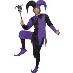 Smiffys Medieval Jester Costume Black & Purple