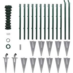 vidaXL Chain-Link Fence Set with Posts Spike Anchors 39.4"x82ft