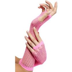 Smiffys Kurze Neonpinke Netzhandschuhe