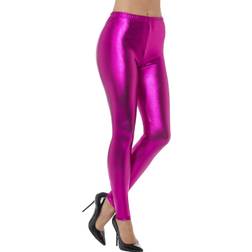 Smiffys 80's Metallic Disco Leggings Pink