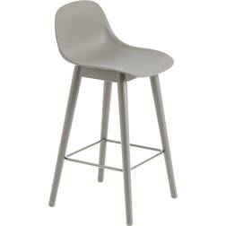 Muuto Fiber Wood Base with Backrest Barhocker 87.5cm