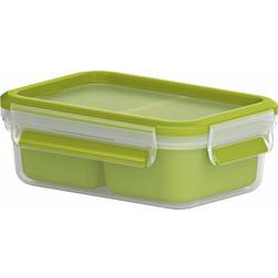 EMSA Emsa Lunch und Snackbox, Mit 2 praktischen Eins&auml;tzen und Deckel, Volumen: 0,55 Liter, Transparent/Gr Brotdose 0.55L