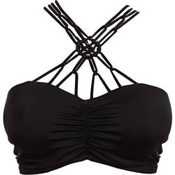 Freya Macrame Padded Bandeau Bikini Top - Black