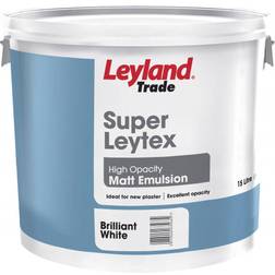 Leyland Trade Super Leytex Matt Wandfarbe, Deckenfarbe Brilliant White 15L