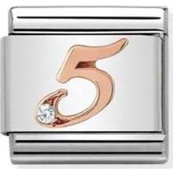 Nomination Composable Classic Link Number 5 Charm - Silver/Rose Gold/White