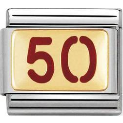 Nomination Composable Classic Link Number 50 Charm - Silver/Gold/Red
