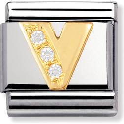 Nomination Composable Classic Link Letter V Charm - Silver/Gold/White