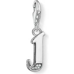 Thomas Sabo Charm Club Letter J Charm Pendant - Silver/Black/White