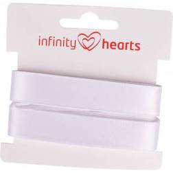 Infinity Hearts Satin Band Double Sided 15mm 029 White - 5m