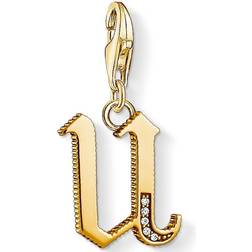 Thomas Sabo Charm Club Letter U Charm Pendant - Gold/White