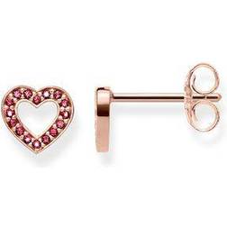 Thomas Sabo Heart Small Earrings - Rose Gold/Red