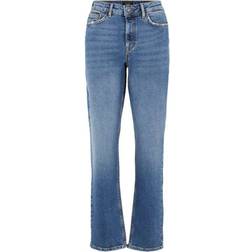 Vero Moda Vmsara Relaxed Normal Waist Straight Fit Jeans - Blue/Medium Blue Denim