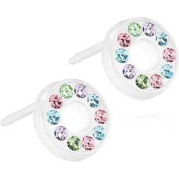 Blomdahl Brilliance Puck Hollow Earrings - White/Light Fantasy