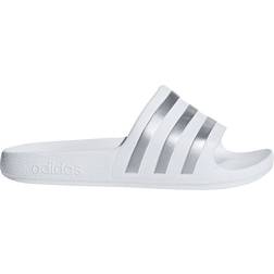 Adidas Kid's Adilette Aqua - Cloud White/Silver Metallic/Cloud White