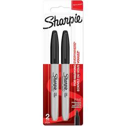 Sharpie Fine Tip Permanent Markers 1mm Black 2 Pack