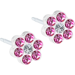 Blomdahl Daisy Earrings 5mm - White/Rose