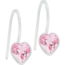 Blomdahl Fixed Heart Earrings - White/Pink
