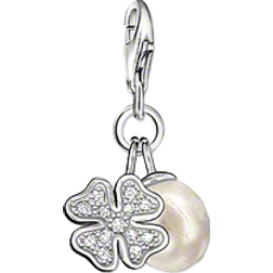 Thomas Sabo Charm Club Cloveleaf With Pearl Charm - Silver/White/Pearl