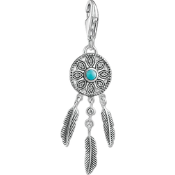 Thomas Sabo Charm Club Ethno Dreamcatcher Charm Pendant - Silver/Turquoise/White