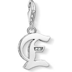 Thomas Sabo Charm Club Letter E Charm Pendant - Silver/Transparent