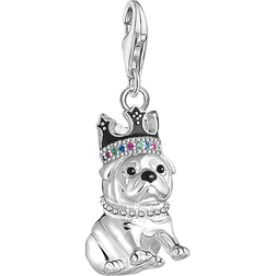 Thomas Sabo Charm Club Bulldog with Crown Charm Pendant - Silver/Multicolour