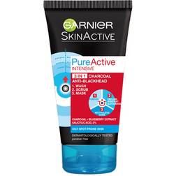 Garnier Skin Active Pure Active Intensive 3 in 1 Charcoal Anti-Blackhead Wash 150ml